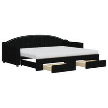 Slaapbank Met Onderschuifbed En Lades Stof 80 x 200 cm Zwart met onderschuifbed en lade en matras