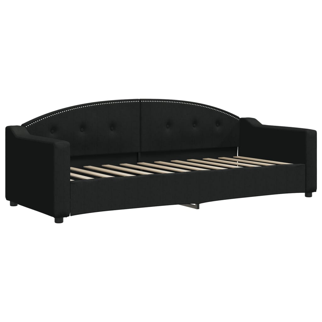 Slaapbank Met Onderschuifbed En Lades Stof 80 x 200 cm Zwart met onderschuifbed en lade en matras