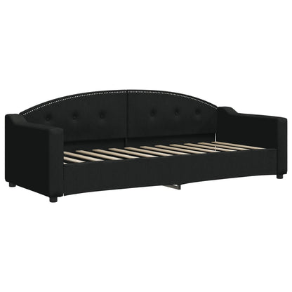 Slaapbank Met Onderschuifbed En Lades Stof 80 x 200 cm Zwart met onderschuifbed en lade en matras