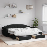 Slaapbank met onderschuifbed en lades 80x200 cm stof zwart
