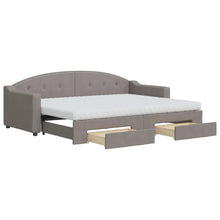 Slaapbank Met Onderschuifbed En Lades Stof 80 x 200 cm Taupe met onderschuifbed en lade en matras