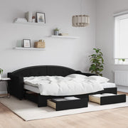 Slaapbank met onderschuifbed 90x200 cm stof zwart