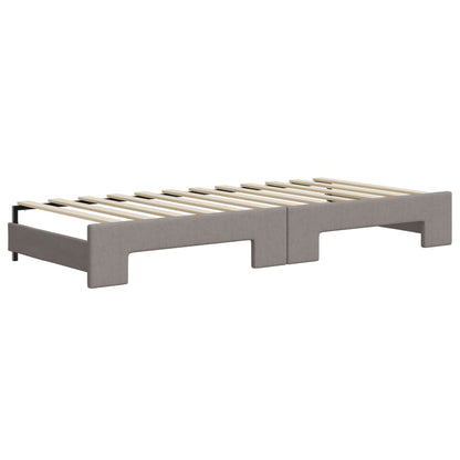 Slaapbank met onderschuifbed en lades 90x200 cm stof taupe