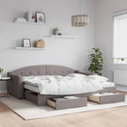 Slaapbank met onderschuifbed en lades 90x200 cm stof taupe