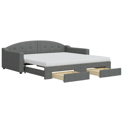 Slaapbank onderschuifbed en lades 100x200 cm stof donkergrijs 100 x 200 cm Donkergrijs