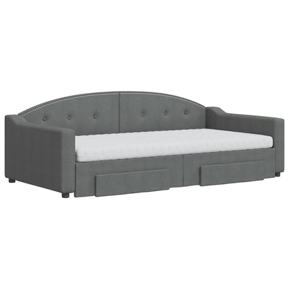 Slaapbank onderschuifbed en lades 100x200 cm stof donkergrijs 100 x 200 cm Donkergrijs