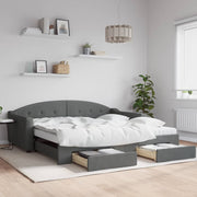 Slaapbank onderschuifbed lades 100x200 cm donkergrijs
