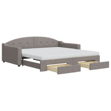 Slaapbank Met Onderschuifbed En Lades Stof 100 x 200 cm Taupe met onderschuifbed en lade en matras