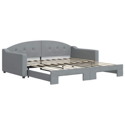 Slaapbank met onderschuifbed 100x190 cm stof lichtgrijs