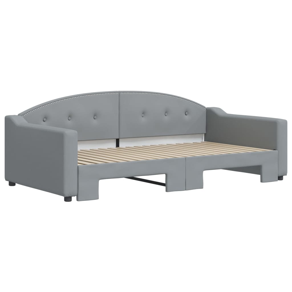 Slaapbank met onderschuifbed 100x190 cm stof lichtgrijs