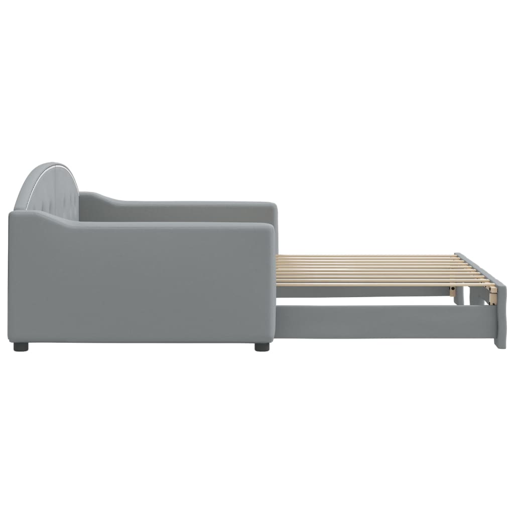 Slaapbank met onderschuifbed 100x190 cm stof lichtgrijs