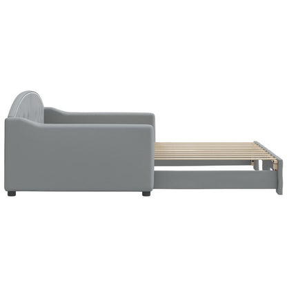 Slaapbank met onderschuifbed 100x190 cm stof lichtgrijs