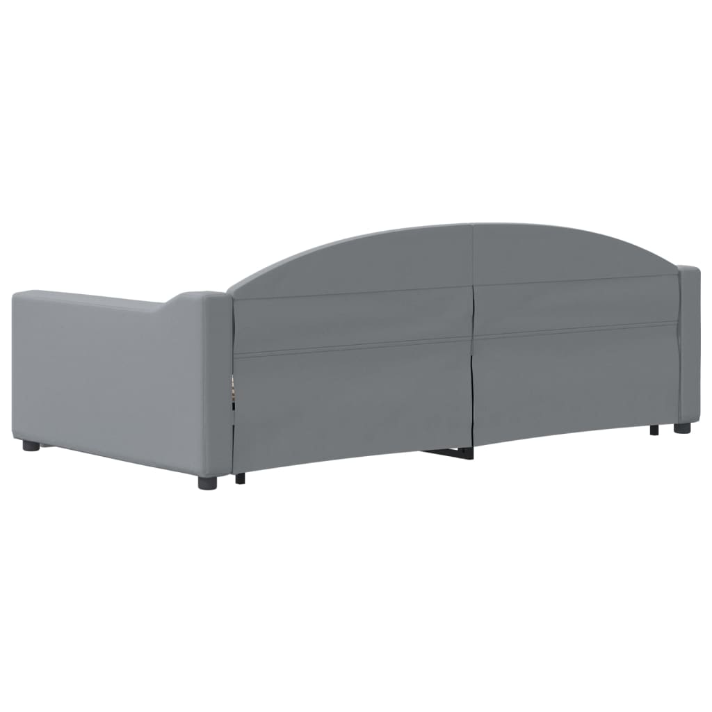 Slaapbank met onderschuifbed 100x190 cm stof lichtgrijs