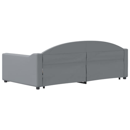 Slaapbank met onderschuifbed 100x190 cm stof lichtgrijs
