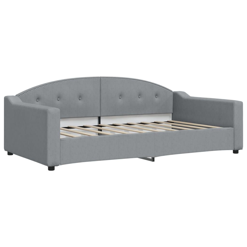 Slaapbank met onderschuifbed 100x190 cm stof lichtgrijs