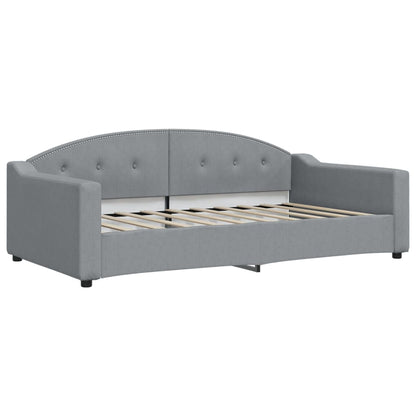 Slaapbank met onderschuifbed 100x190 cm stof lichtgrijs