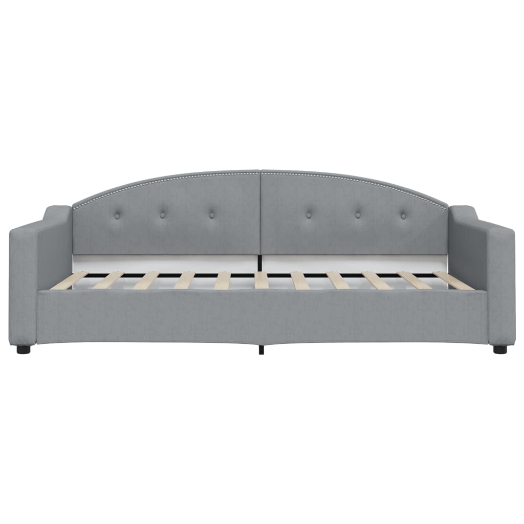 Slaapbank met onderschuifbed 100x190 cm stof lichtgrijs