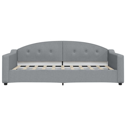 Slaapbank met onderschuifbed 100x190 cm stof lichtgrijs