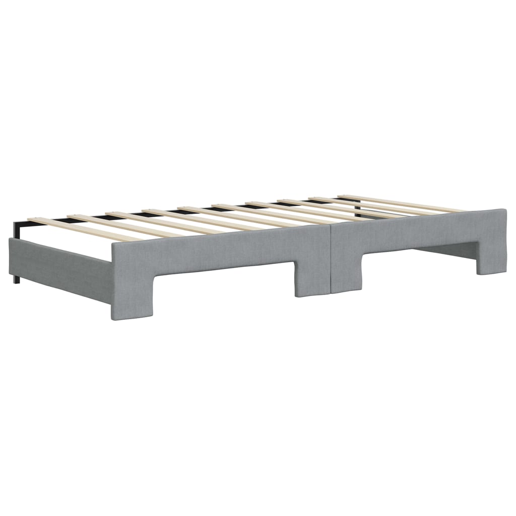 Slaapbank met onderschuifbed 100x190 cm stof lichtgrijs