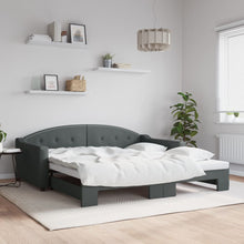 Slaapbank met onderschuifbed 100x190 cm stof lichtgrijs