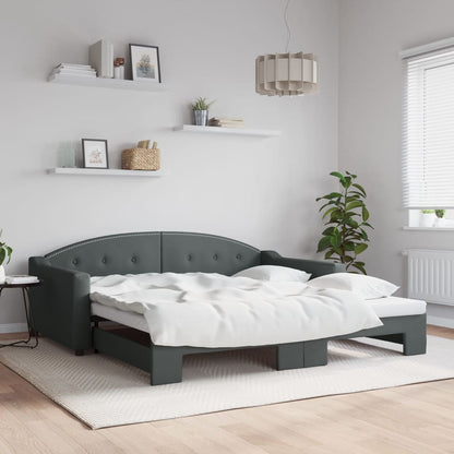 Slaapbank met onderschuifbed 100x190 cm stof lichtgrijs