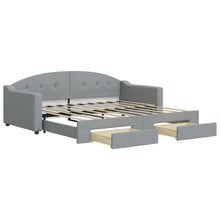 Slaapbank onderschuifbed lades 100x190 cm stof lichtgrijs (VS)