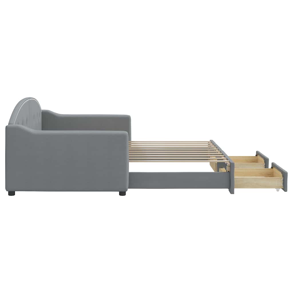 Slaapbank onderschuifbed lades 100x190 cm stof lichtgrijs (VS)