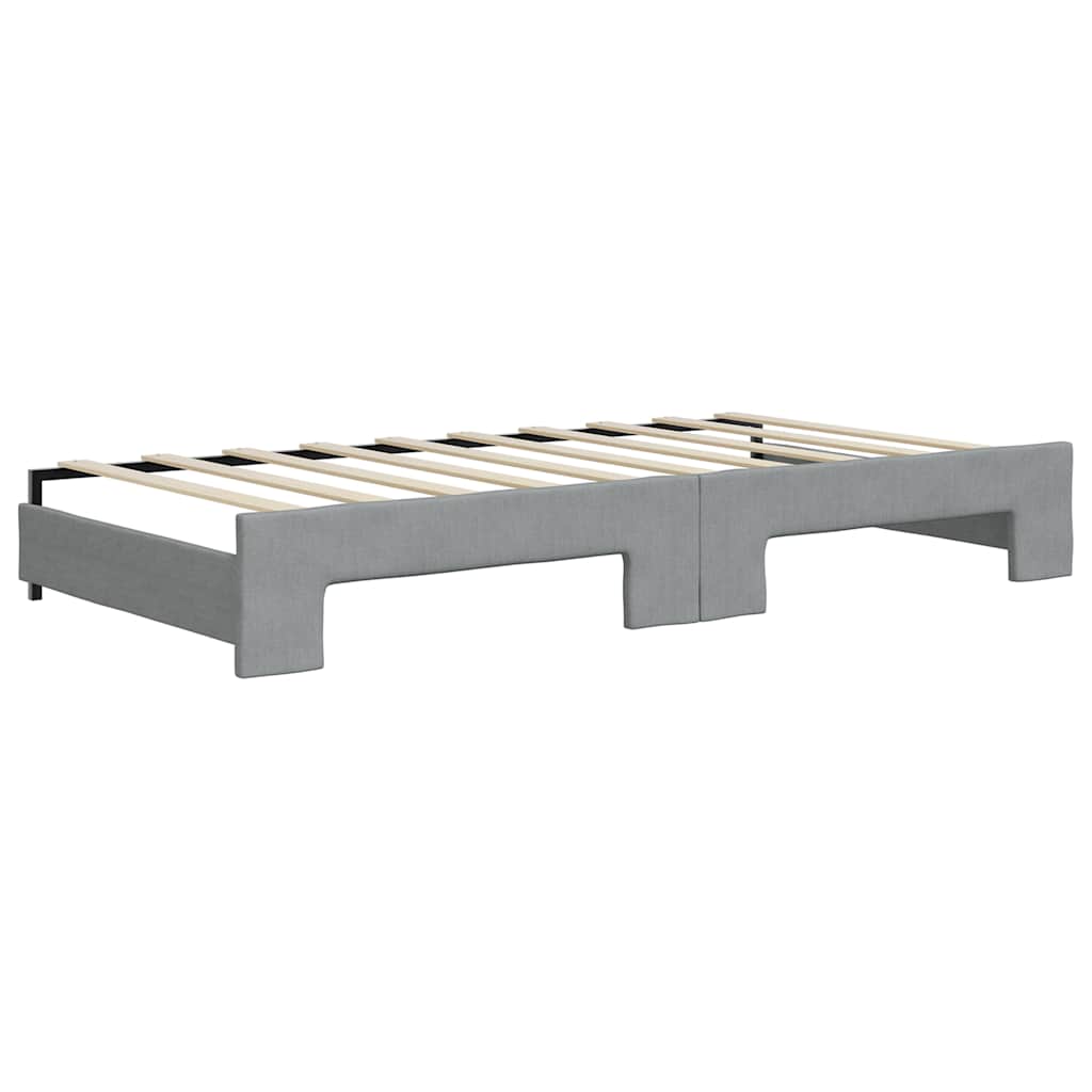 Slaapbank onderschuifbed lades 100x190 cm stof lichtgrijs (VS)