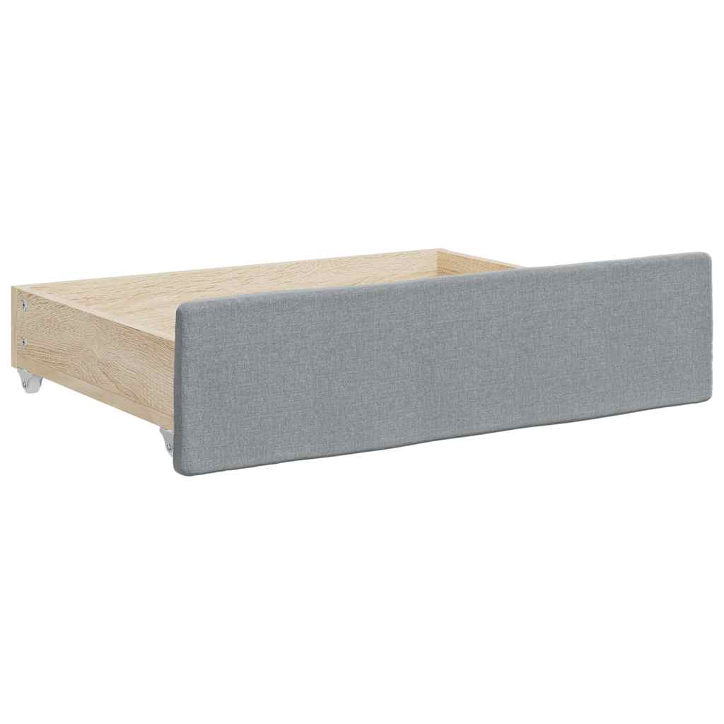 Slaapbank onderschuifbed lades 100x190 cm stof lichtgrijs (VS)