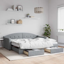 Slaapbank onderschuifbed lades 100x190 cm stof lichtgrijs (VS)