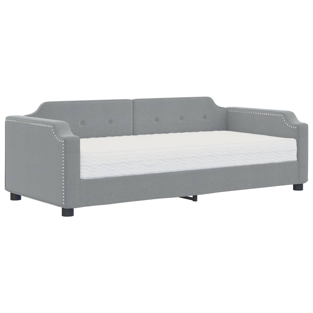 Slaapbank Stof 80 x 200 cm Lichtgrijs met matras