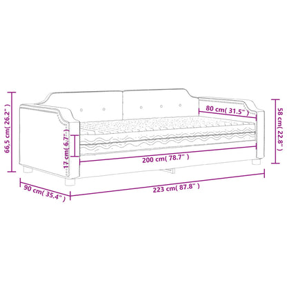 Slaapbank Stof 80 x 200 cm Donkergrijs met matras