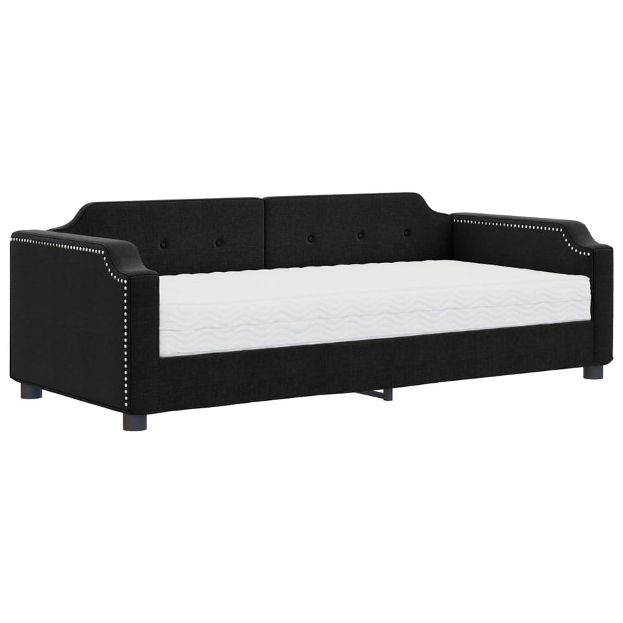 Slaapbank Stof 80 x 200 cm Zwart met matras