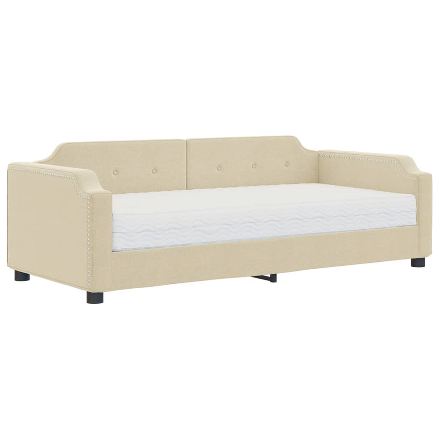 Slaapbank Stof Kleurig 80 x 200 cm Crème met matras