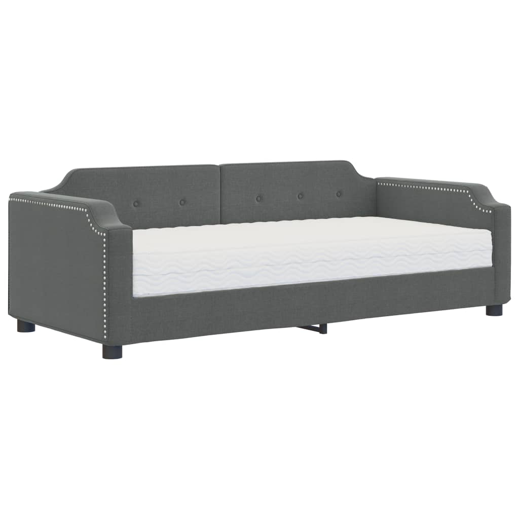 Slaapbank Stof 90 x 200 cm Donkergrijs met matras