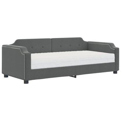 Slaapbank Stof 90 x 200 cm Donkergrijs met matras