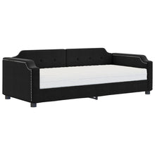 Slaapbank Stof 90 x 200 cm Zwart met matras