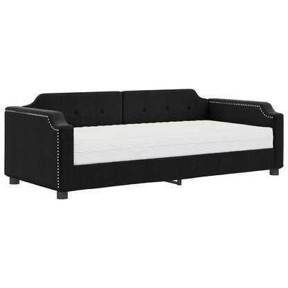 Slaapbank Stof 90 x 200 cm Zwart met matras