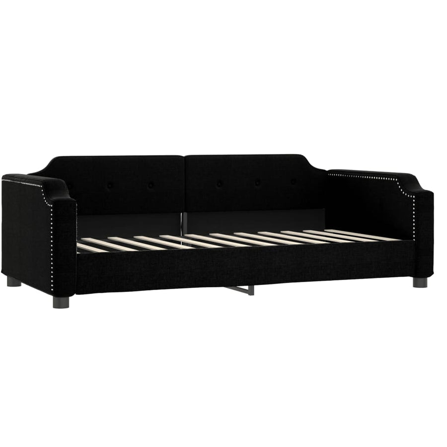 Slaapbank Stof 90 x 200 cm Zwart met matras