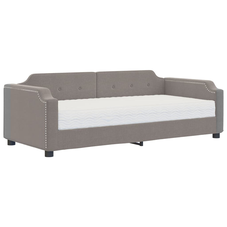 Slaapbank Met Matras 90X200 Cm Stof Taupe Taupe 90 x 200 cm