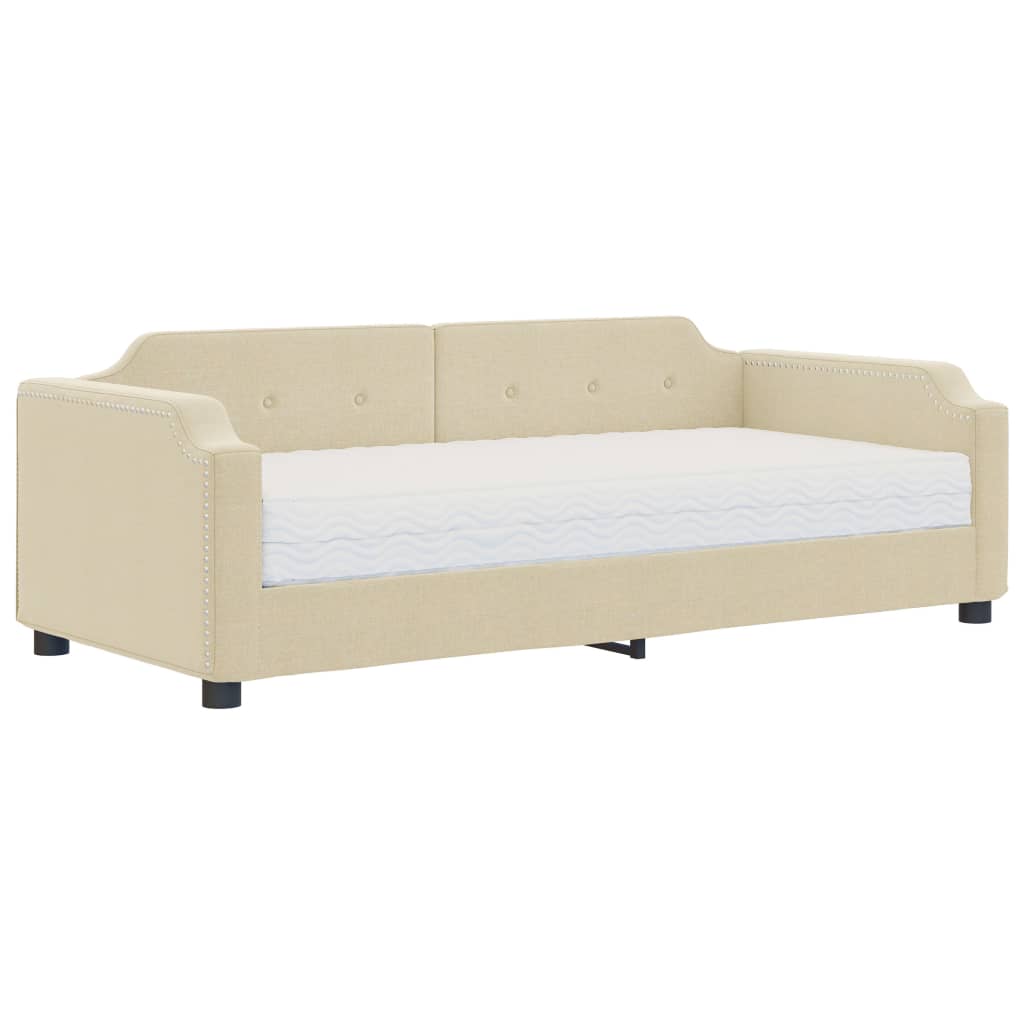 Slaapbank Stof Kleurig 90 x 200 cm Crème met matras
