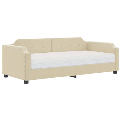 Slaapbank Stof Kleurig 90 x 200 cm Crème met matras