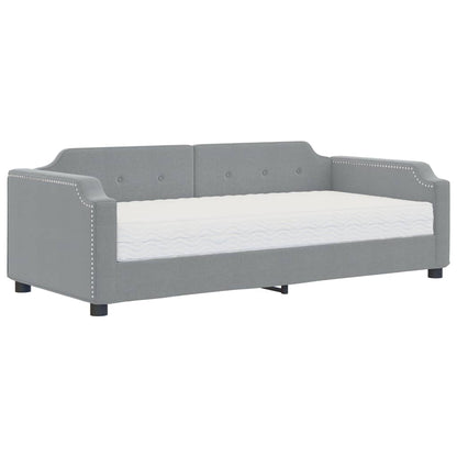 Slaapbank Stof 100 x 200 cm Lichtgrijs met matras