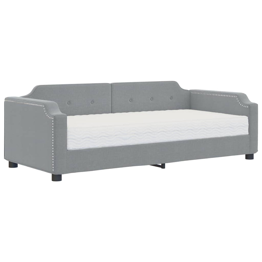 Slaapbank Stof 100 x 200 cm Lichtgrijs met matras