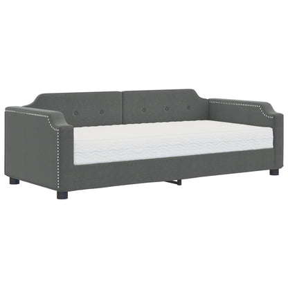 Slaapbank Stof 100 x 200 cm Donkergrijs met matras