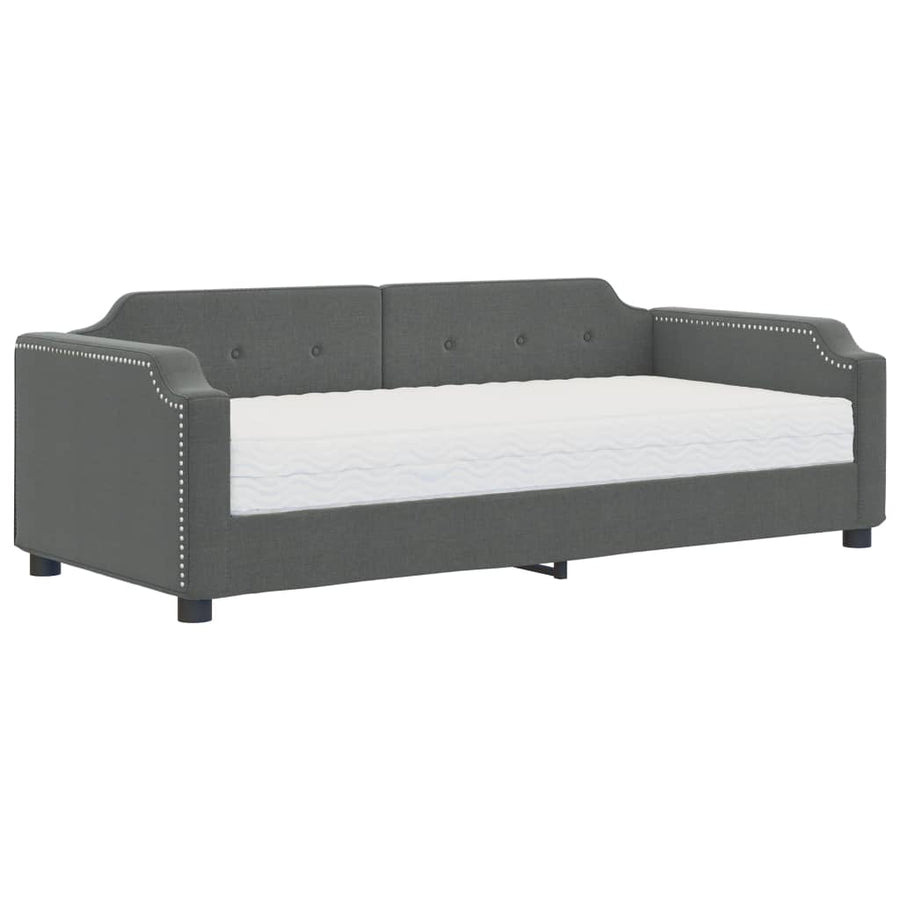 Slaapbank Stof 100 x 200 cm Donkergrijs met matras