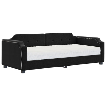 Slaapbank Stof 100 x 200 cm Zwart met matras