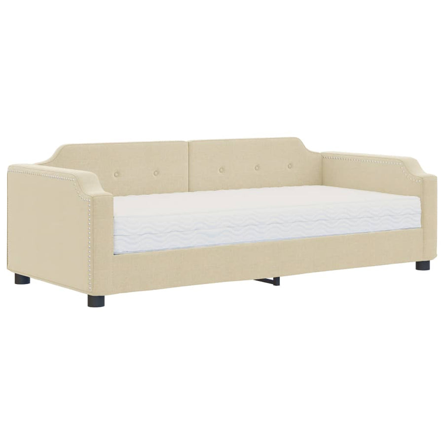Slaapbank Stof Kleurig 100 x 200 cm Crème met matras