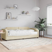 Slaapbank met matras 100x200 cm stof crèmekleurig