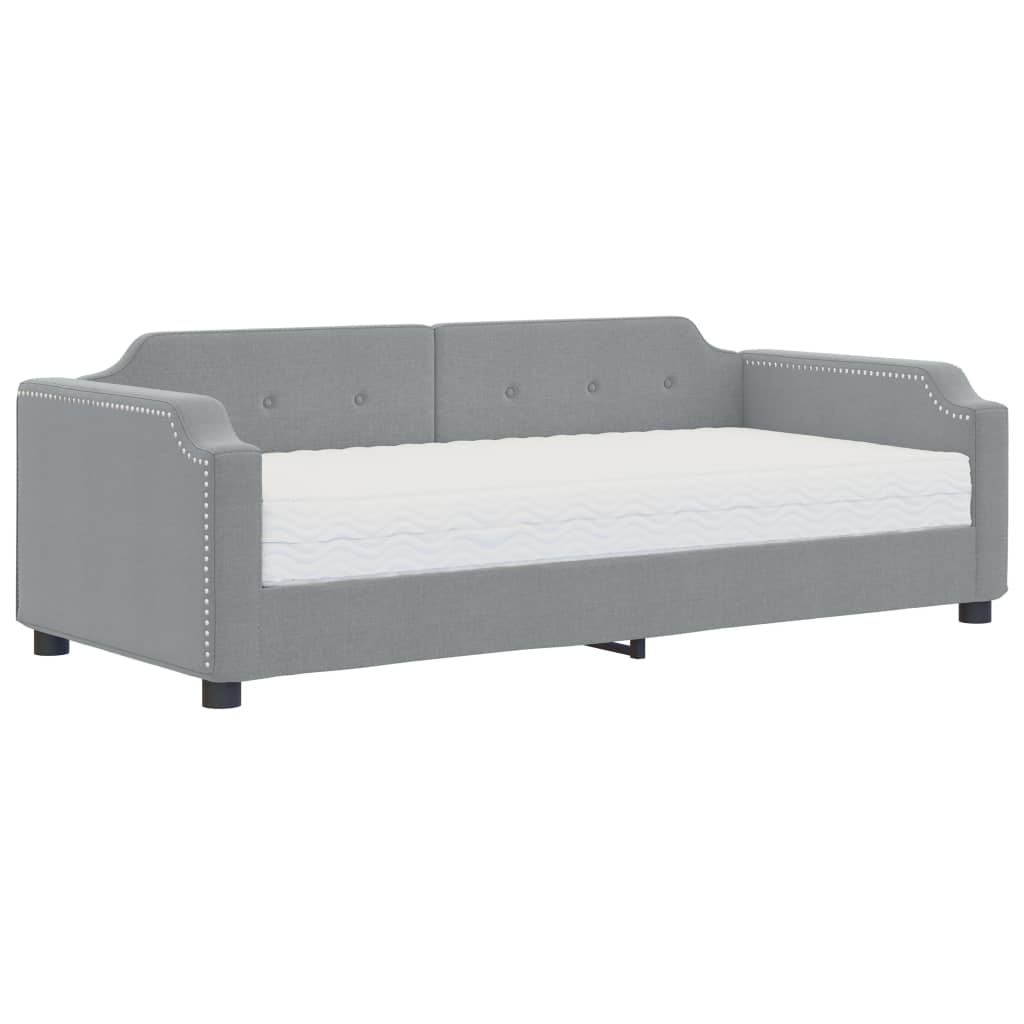 Slaapbank met matras 90x190 cm stof lichtgrijs